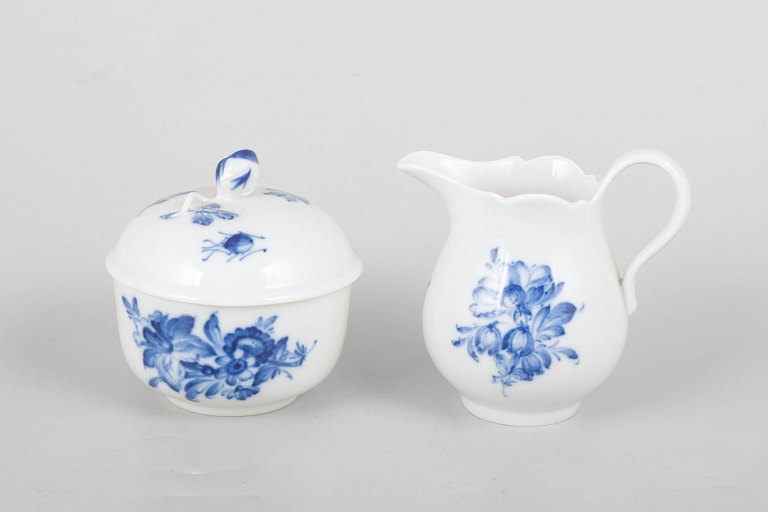 Meissen Blue Flower, sugar bowl and creamer.