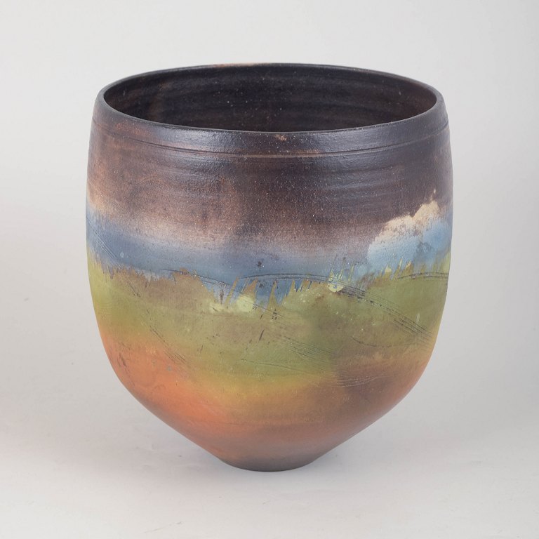 European studio ceramicist, unique stoneware vase.