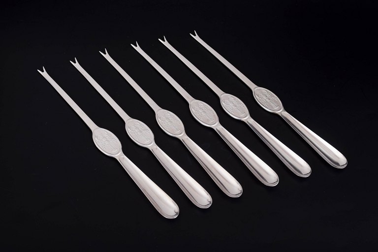 Gense, set of six lobster forks.
