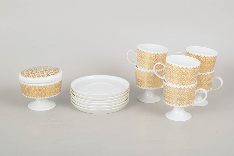 Tapio Wirkkala for Rosenthal, set of six demitasse cups with matching saucers and sugar bowl.
