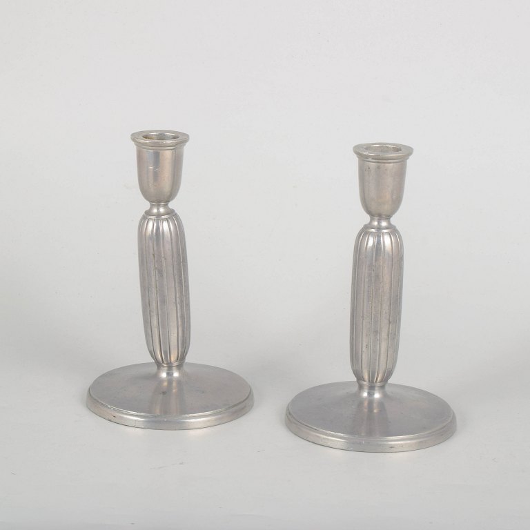 Just Andersen, set of two pewter candlesticks.