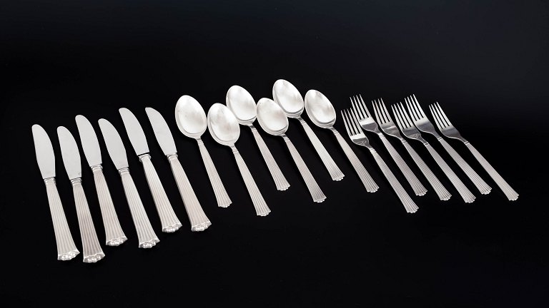 Raadvad, complete Diplomat lunch set for six people, silver-plated cutlery.
