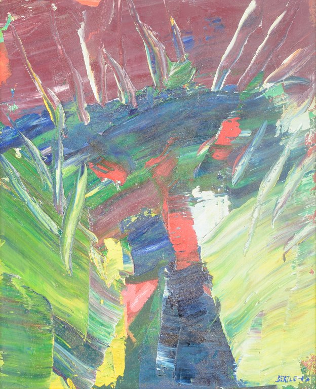 Lars Bertle, oil on board, listed Swedish visual artist.