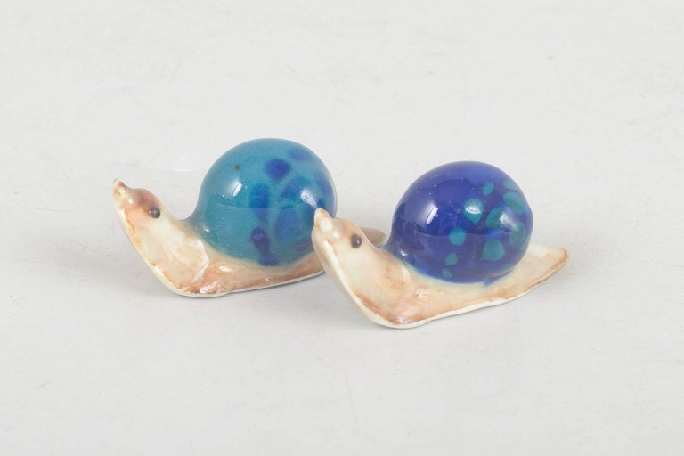 Karl Ens for Volkstedt, pair of Art Deco snail figurines.